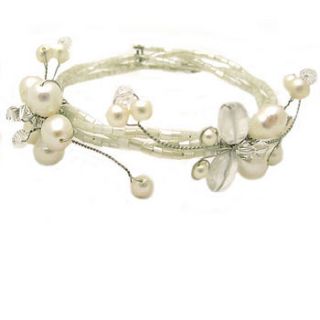 white pearl flower and butterfly bracelet by tigerlily jewellery