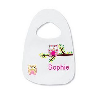 personalised owl bib by little baby boutique