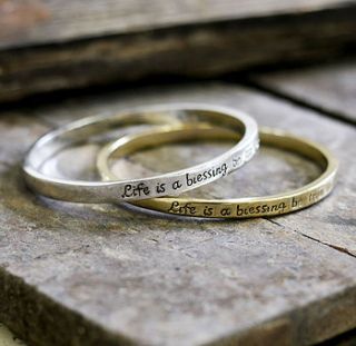 'life is a blessing…' bracelet by bloom boutique