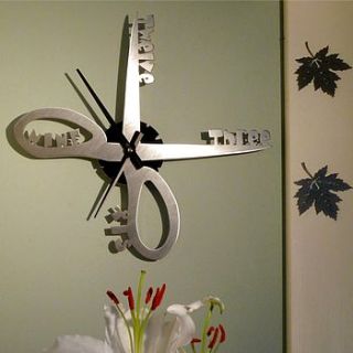 stainless steel scissors wall clock by housebling