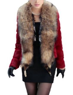 Camii Mia Women's Rabbit Fur with Raccoon Collar Coat