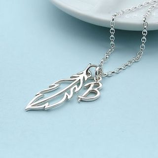 personalised silver feather necklace by wished for