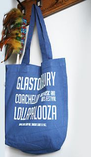 personalised music festival shopper beach bag by daughters of the revolution
