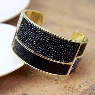 black snakeskin effect bangle by lisa angel