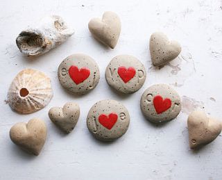 personalised initials ceramic heart pebble by jo lucksted ceramics