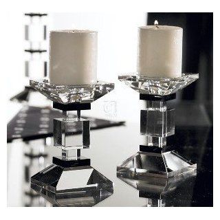 Fifth Avenue Crystal Cambridge Candle Holders with Black Accent, Set of 2  