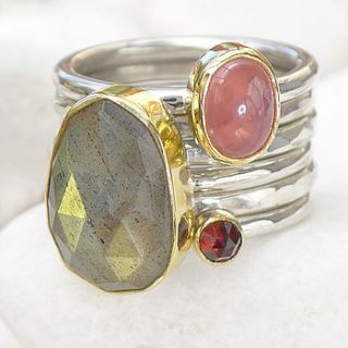 stacking rings set with gemstones by lilia nash jewellery