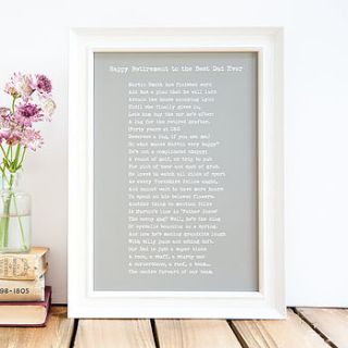 bespoke framed retirement poem print by bespoke verse