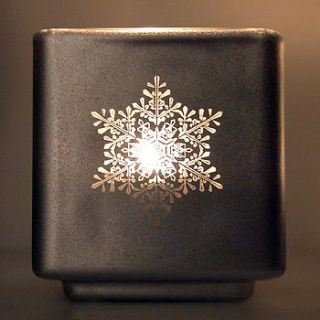 engraved snowflake tealight holder set by intricate home