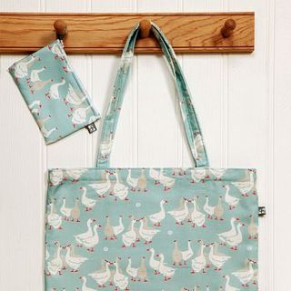 geese blue shoulder bag with matching purse by emily burningham