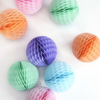 small tissue paper ball decoration by peach blossom