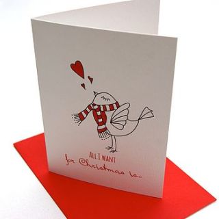 'all i want for' christmas card by the hummingbird card company