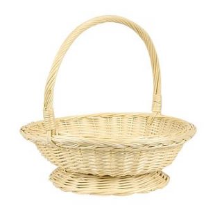 large footed wicker hamper basket with handle by dibor