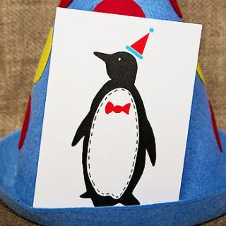 penguin 'party' card by claire close