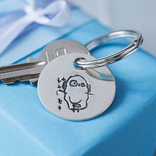 your child's drawing key ring by touch on silver