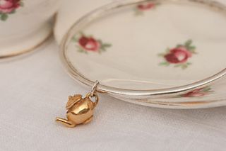 gold teapot charm bangle by cabbage white england