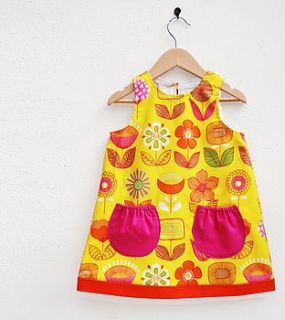 retro modern floral girl's dress by wild things funky little dresses