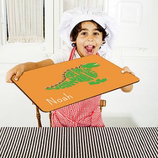personalised large stegosaurus placemat by name art