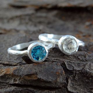 silver textured single topaz gemstone ring by embers semi precious and gemstone designs