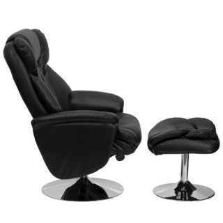 Transitional Leather Club Recliner and Ottoman