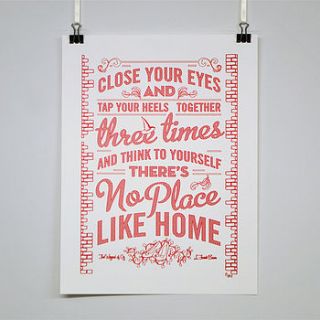 'no place like home' wizard of oz poster by chatty nora