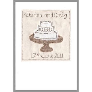 personalised embroidered wedding cake card by milly and pip