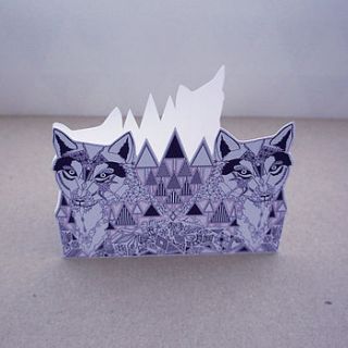 indigo wolves christmas card by prism of starlings