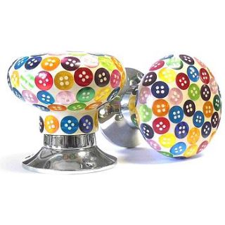 pair of multicolour button mortice door knobs by pushka knobs