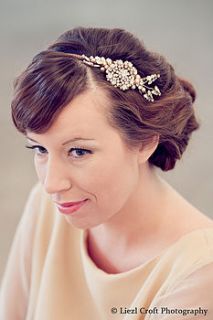 vintage goldtone diamante and pearl hair band by luxe bridal
