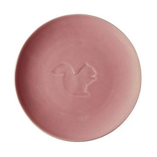 pink squirrel ceramic plate by little baby company