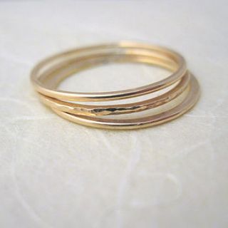 set of three thin gold fill stacking rings by mela jewellery