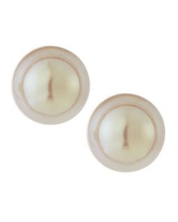 Crema Rosa Pearl Stud Earrings, 8mm
