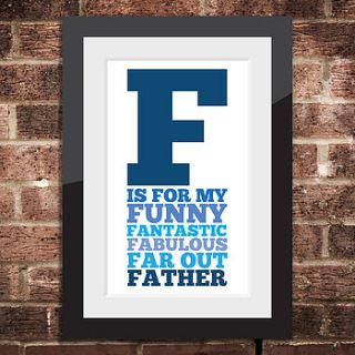 personalised print for father, dad or daddy by a is for alphabet