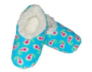 Snoozies Aqua Paisley Slippers Size Large Shoes