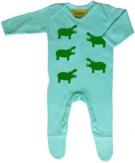 hand printed hippo babygrow by little dandies