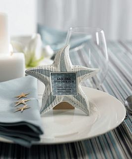 48 personalised starfish photo frame favours by contemporary weddings