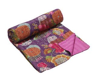 kantha stitch bedspread by wonderland boutique