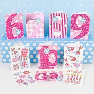 pack of 10 birthday cards for older girls by dots and spots