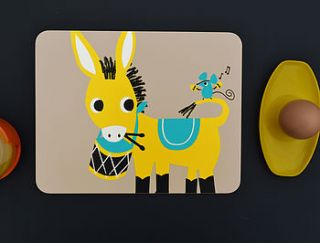 drumming donkey melamine placemat by ketchup on everything