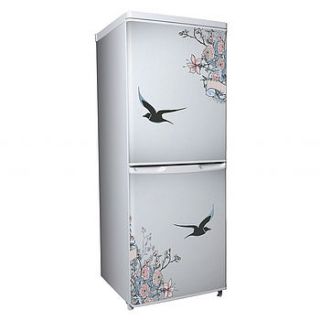 bird and flowers vinyl refrigerator cover by vinyl revolution