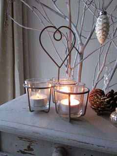 wire heart three votive candle holder by gertie & mabel
