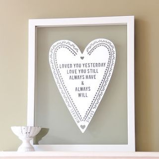 'love you still' heart personalised papercut by ant design gifts