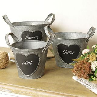 set of three blackboard buckets by dibor