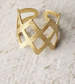 gold criss cross ring by lime lace