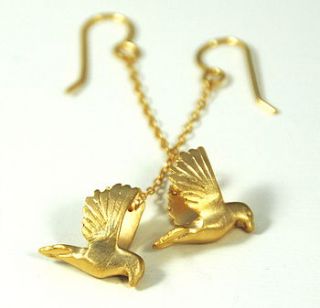 gold bird earrings by alice stewart