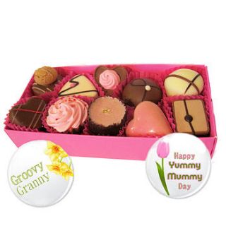 mother's day chocolates and badge by bijou gifts