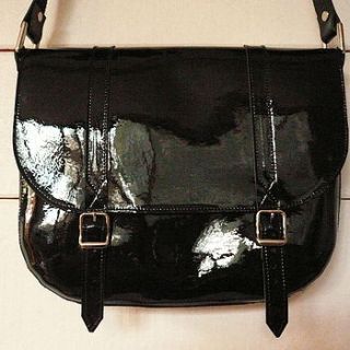 patent leather satchel by french & english confectioner's