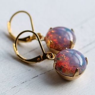 pink fire opal earrings by silk purse, sow's ear