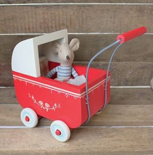 vintage style miniature red wooden pram by posh totty designs interiors