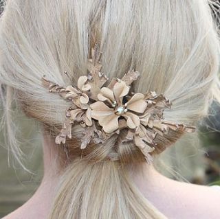 burnished pearl leather bridal comb by tanglefrost